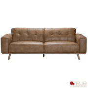 True Contemporary Sofa Sterling 88.5" Tufted Sofa in Premium Tan Faux Leather