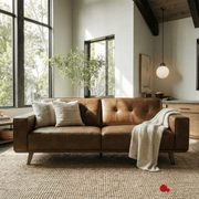 True Contemporary Sofa Sterling 88.5" Tufted Sofa in Premium Tan Faux Leather