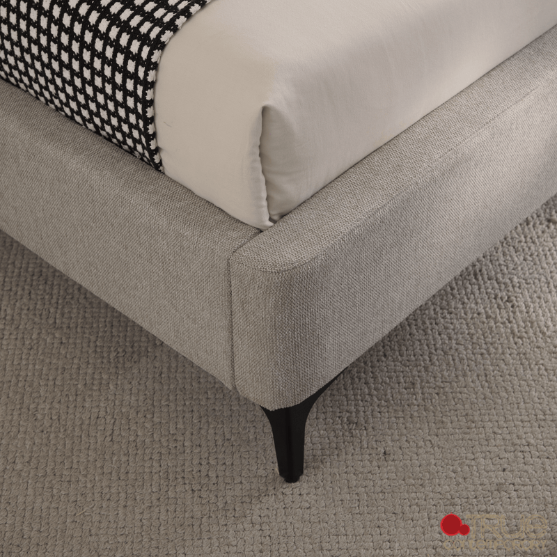 Sutton Grey Fabric Platform Bed with Tufted Headboard - Available in 3 Sizes