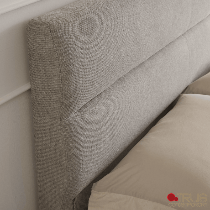 Sutton Grey Fabric Platform Bed with Tufted Headboard - Available in 3 Sizes