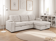 Urban Cali Sectional Avila 98.5" Wide Sleeper Sectional Sofa Bed with Cupholders and Storage Chaise - Available in 2 Colours