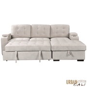 Urban Cali Sectional Avila 98.5" Wide Sleeper Sectional Sofa Bed with Cupholders and Storage Chaise - Available in 2 Colours