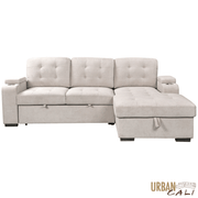 Urban Cali Sectional Avila 98.5" Wide Sleeper Sectional Sofa Bed with Cupholders and Storage Chaise - Available in 2 Colours