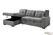 Urban Cali Sectional Avila 98.5" Wide Sleeper Sectional Sofa Bed with Cupholders and Storage Chaise in Ulani Ash