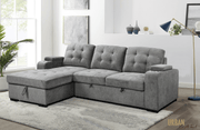 Urban Cali Sectional Avila 98.5" Wide Sleeper Sectional Sofa Bed with Cupholders and Storage Chaise in Ulani Ash