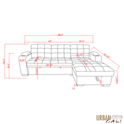 Urban Cali Sectional Avila 98.5" Wide Sleeper Sectional Sofa Bed with Cupholders and Storage Chaise in Ulani Ash