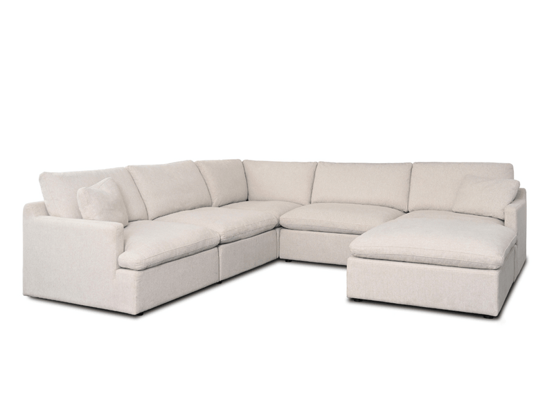 Urban Cali Sectional Beige Long Beach Modular Corner Sectional Sofa with Ottoman - Available in 2 Colours
