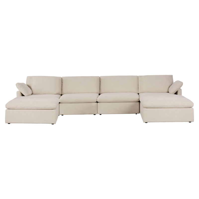 Urban Cali Sectional Beige Long Beach Modular U-Shaped Sectional Sofa - Available in 2 Colours