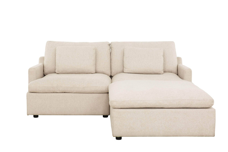 Urban Cali Sectional Beige Long Beach Small Modular Sectional Sofa with Ottoman - Available in 2 Colours