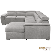Urban Cali Sectional Bel Air 123.5" Wide Large Modular Sleeper Sectional Sofa Bed with Storage Chaise in Thora Stone