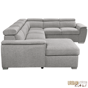 Urban Cali Sectional Bel Air 123.5" Wide Large Modular Sleeper Sectional Sofa Bed with Storage Chaise in Thora Stone