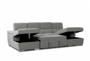 Urban Cali Sectional Bel Air Modular U-Shaped Sleeper Sectional Sofa with Storage Chaises in Thora Stone