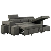 Urban Cali Sectional Belfast Charcoal Sonoma 103.5" Wide Sleeper Sectional Sofa Bed with Reversible Storage Chaise and 2 Stools - Available in 2 Colours