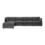 Urban Cali Sectional Blue Grey / Left Facing Chaise Long Beach Modular L-Shaped Sectional Sofa with Ottoman - Available in 3 Colours