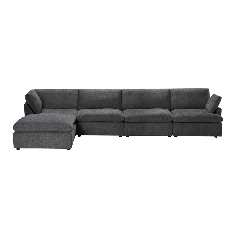 Urban Cali Sectional Blue Grey / Left Facing Chaise Long Beach Modular L-Shaped Sectional Sofa with Ottoman - Available in 3 Colours