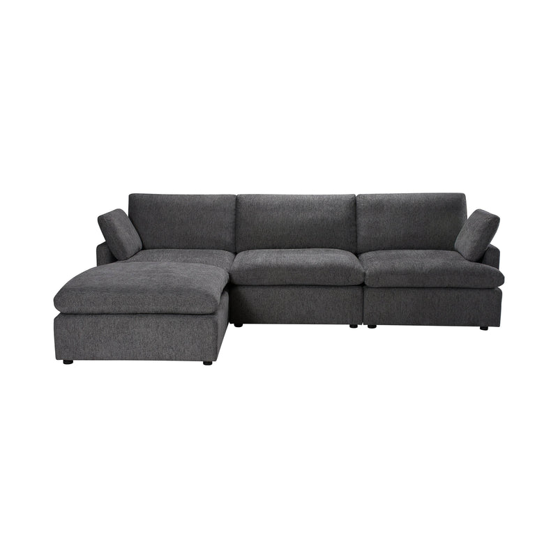 Urban Cali Sectional Blue Grey Long Beach Medium Modular Sectional Sofa with Ottoman - Available in 3 Colours