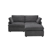 Urban Cali Sectional Blue Grey Long Beach Small Modular Sectional Sofa with Ottoman - Available in 3 Colours