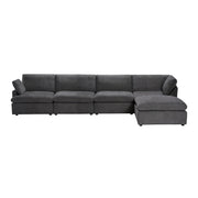 Urban Cali Sectional Blue Grey / Right Facing Chaise Long Beach Modular L-Shaped Sectional Sofa with Ottoman - Available in 3 Colours