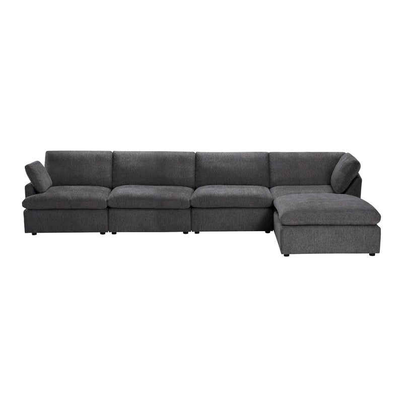 Urban Cali Sectional Blue Grey / Right Facing Chaise Long Beach Modular L-Shaped Sectional Sofa with Ottoman - Available in 3 Colours
