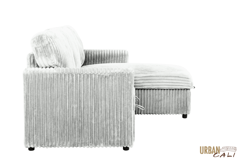Urban Cali Sectional Calabasas Corduroy Reversible Sleeper Sectional Sofa Bed with Storage Chaise – Available in 2 Colours