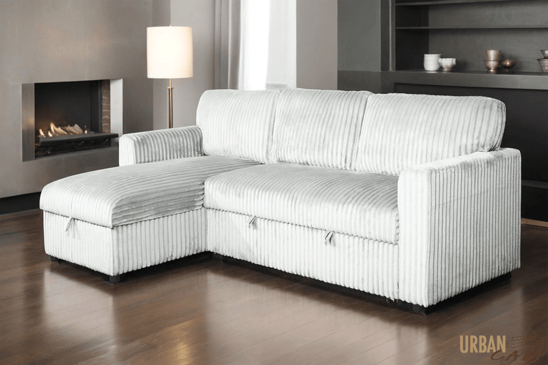 Urban Cali Sectional Calabasas Corduroy Reversible Sleeper Sectional Sofa Bed with Storage Chaise – Available in 2 Colours