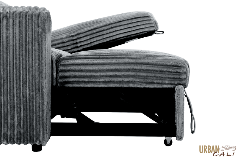 Urban Cali Sectional Calabasas Minky Corduroy 89.5" Reversible Sleeper Sectional Sofa Bed with Storage Chaise - Available in 2 Colours