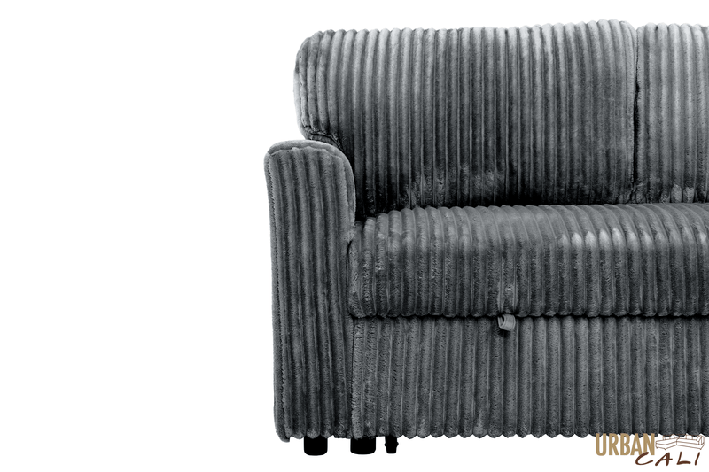 Urban Cali Sectional Calabasas Minky Corduroy 89.5" Reversible Sleeper Sectional Sofa Bed with Storage Chaise - Available in 2 Colours