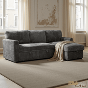 Urban Cali Sectional Calabasas Minky Corduroy 89.5" Wide Reversible Sleeper Sectional Sofa Bed with Storage Chaise - Available in 2 Colours