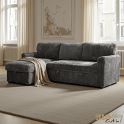 Urban Cali Sectional Calabasas Minky Corduroy 89.5" Wide Reversible Sleeper Sectional Sofa Bed with Storage Chaise - Available in 2 Colours