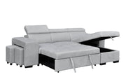 Urban Cali Sectional Canvas Grey Sonoma 103.5" Wide Sleeper Sectional Sofa Bed with Reversible Storage Chaise and 2 Stools - Available in 2 Colours