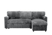 Urban Cali Sectional Dark Grey Calabasas Minky Corduroy 89.5" Reversible Sleeper Sectional Sofa Bed with Storage Chaise - Available in 2 Colours