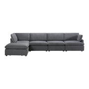 Urban Cali Sectional Grey / Left Facing Chaise Long Beach Modular L-Shaped Sectional Sofa with Ottoman - Available in 2 Colours