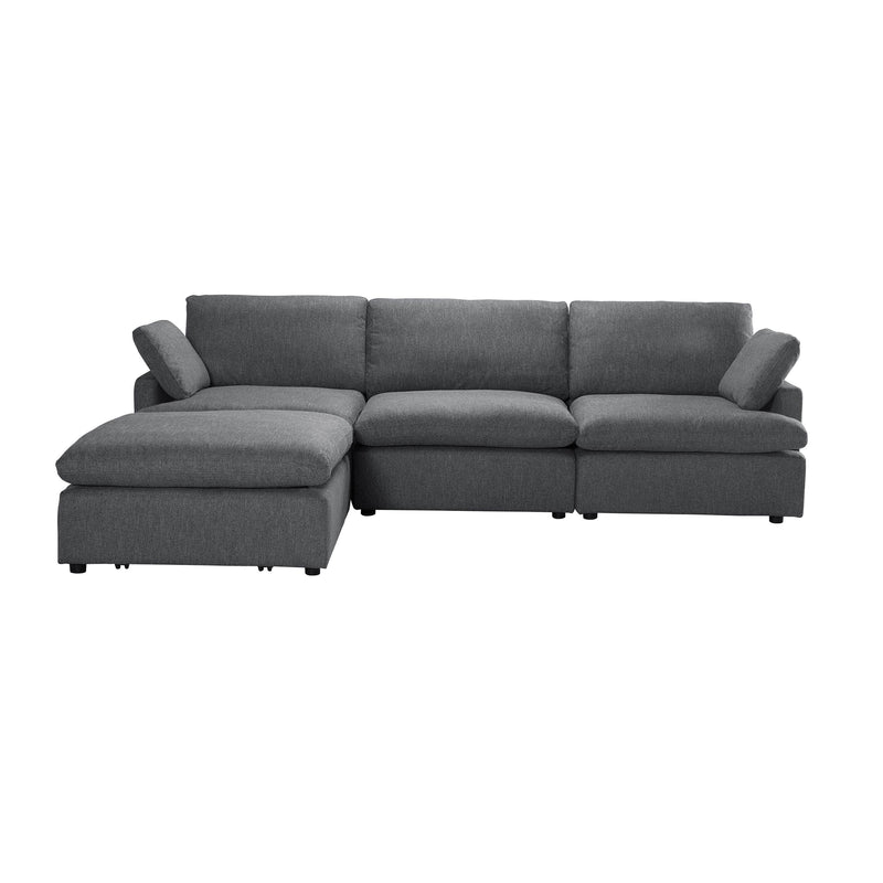 Urban Cali Sectional Grey Long Beach Medium Modular Sectional Sofa with Ottoman - Available in 2 Colours