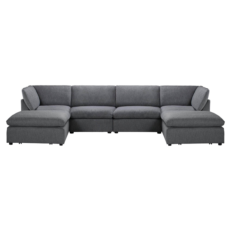 Urban Cali Sectional Grey Long Beach Modular U-Shaped Sectional Sofa - Available in 2 Colours