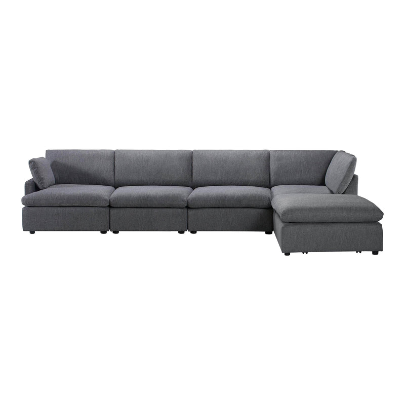 Urban Cali Sectional Grey / Right Facing Chaise Long Beach Modular L-Shaped Sectional Sofa with Ottoman - Available in 2 Colours