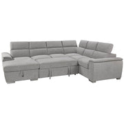 Urban Cali Sectional Left Facing Chaise Bel Air 123.5" Wide Large Modular Sleeper Sectional Sofa Bed with Storage Chaise in Thora Stone