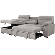 Urban Cali Sectional Left Facing Chaise / Belfast Grey Malibu 94.5" Wide Sleeper Sectional Sofa Bed with Pull Down Tray, Cupholders Wireless Charger and Storage Chaise - Available in 2 Colours