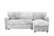 Urban Cali Sectional Light Grey Calabasas Corduroy Reversible Sleeper Sectional Sofa Bed with Storage Chaise – Available in 2 Colours
