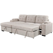 Urban Cali Sectional Light Taupe / Left Facing Chaise Avila 98.5" Wide Sleeper Sectional Sofa Bed with Cupholders and Storage Chaise - Available in 2 Colours