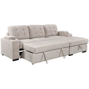 Urban Cali Sectional Light Taupe / Right Facing Chaise Avila 98.5" Wide Sleeper Sectional Sofa Bed with Cupholders and Storage Chaise - Available in 2 Colours