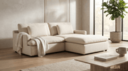 Urban Cali Sectional Long Beach 81" Wide Small Modular Sectional Sofa with Ottoman - Available in 3 Colours