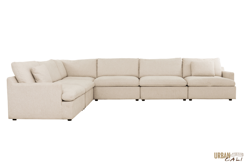 Urban Cali Sectional Long Beach Large Modular L-Shaped Sectional Sofa in Axel Beige