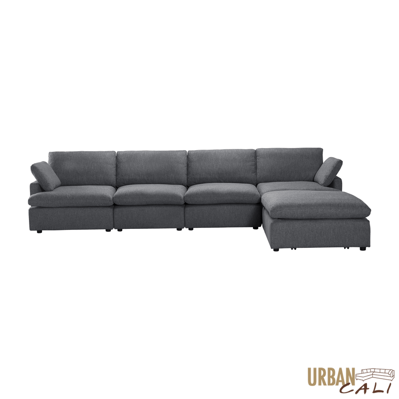 Urban Cali Sectional Long Beach Large Modular Sectional Sofa with Ottoman - Available in 2 Colours