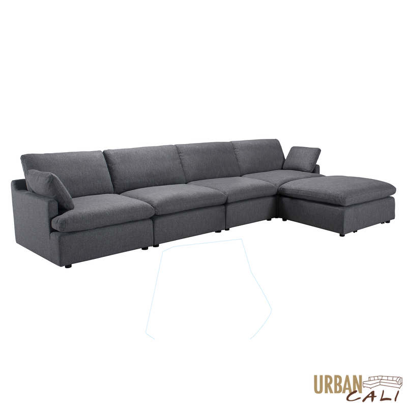 Urban Cali Sectional Long Beach Large Modular Sectional Sofa with Ottoman - Available in 2 Colours