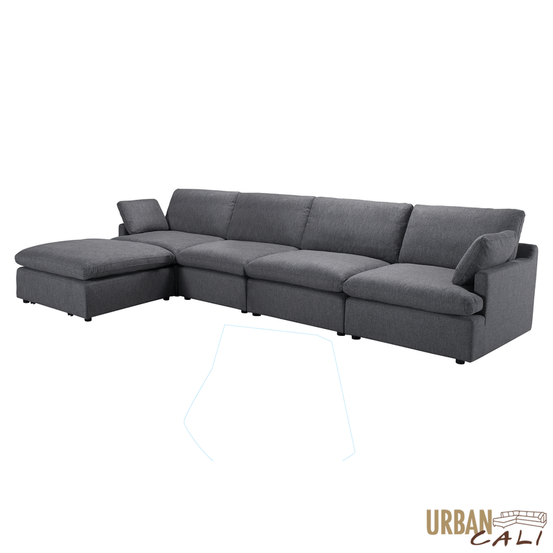 Urban Cali Sectional Long Beach Large Modular Sectional Sofa with Ottoman - Available in 2 Colours