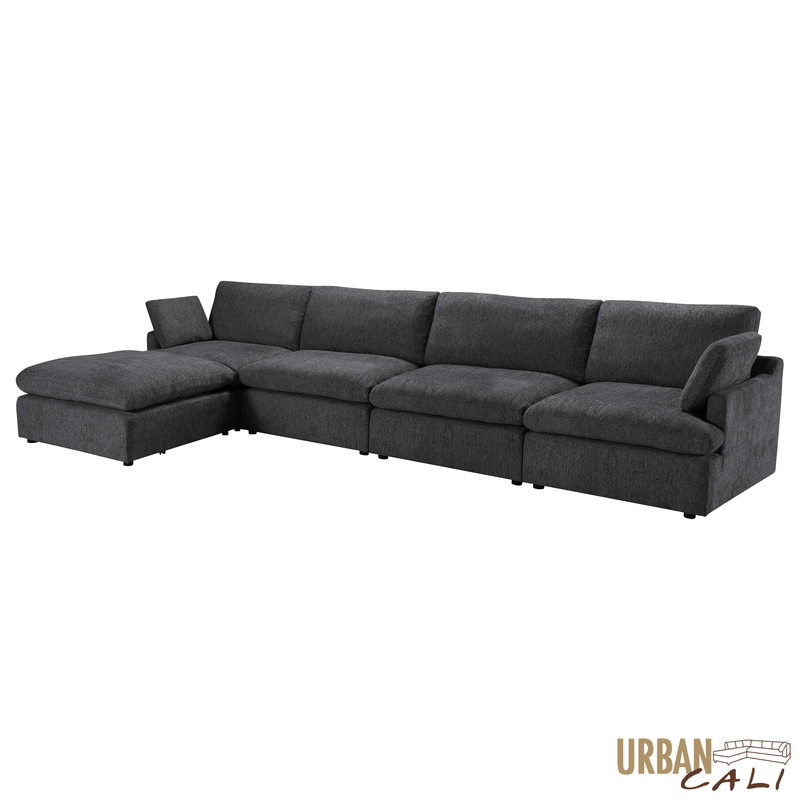 Urban Cali Sectional Long Beach Large Modular Sectional Sofa with Ottoman - Available in 3 Colours
