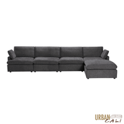 Urban Cali Sectional Long Beach Large Modular Sectional Sofa with Ottoman - Available in 3 Colours