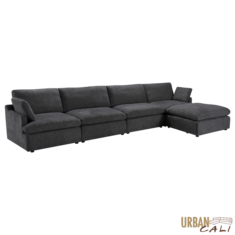 Urban Cali Sectional Long Beach Large Modular Sectional Sofa with Ottoman - Available in 3 Colours