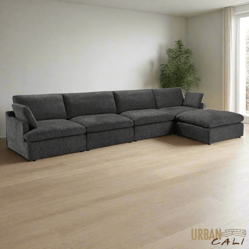 Urban Cali Sectional Long Beach Large Modular Sectional Sofa with Ottoman - Available in 3 Colours