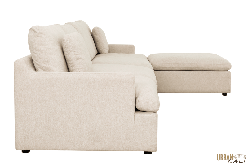 Urban Cali Sectional Long Beach Large Modular Sectional Sofa with Ottoman in Axel Beige